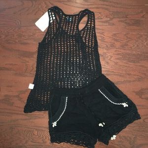 Black Netted tank with matching shorts